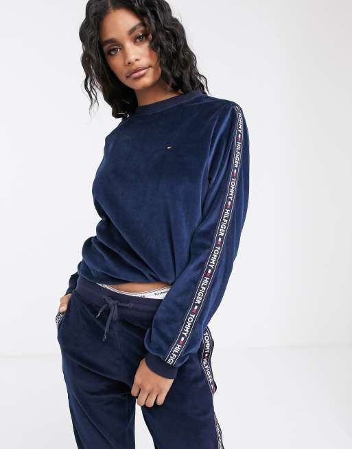 Tommy Hilfiger Authentic Velour track top in navy | ASOS