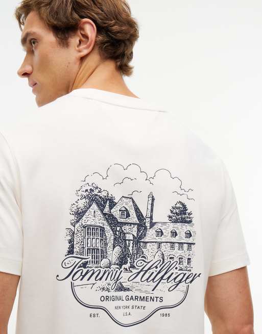 Tommy Hilfiger Back graphic jersey t-shirt in ivory petal, 3 of 6