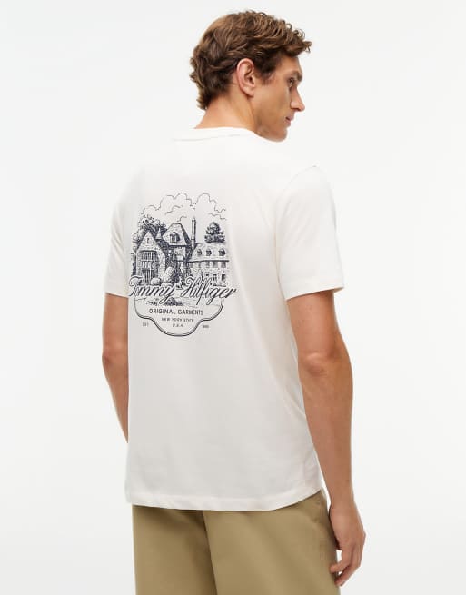 Tommy Hilfiger Back graphic jersey t-shirt in ivory petal, 4 of 6