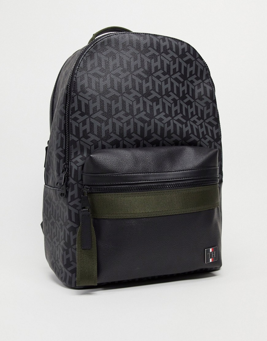 Tommy Hilfiger backpack in monogram print with small logo-Black