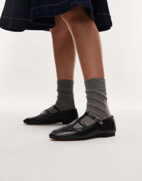 Tommy Hilfiger - Ballerina's van leer in zwart - view 1