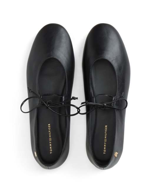 Tommy Hilfiger ballerines à lacets en cuir noires, 2 de 3
