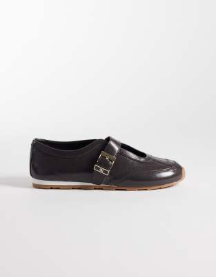 Tommy Hilfiger Ballet Mary Jane Trainer In Brown