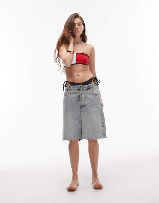 Tommy Hilfiger bandeau bikini top in white/red