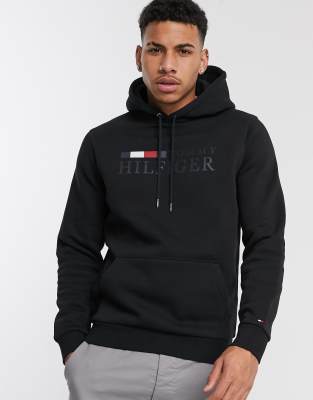 tommy hilfiger basic icon logo hoodie in black