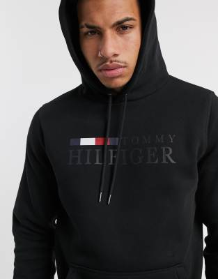 tommy hilfiger basic icon logo hoodie in black