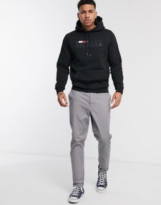 tommy hilfiger basic icon logo hoodie in black