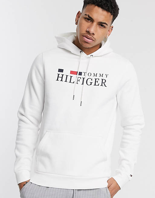 Tommy Hilfiger basic icon logo hoodie in white | ASOS