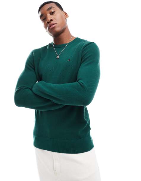 Tommy Hilfiger – Basic-Pullover in Tannengrün - view 1