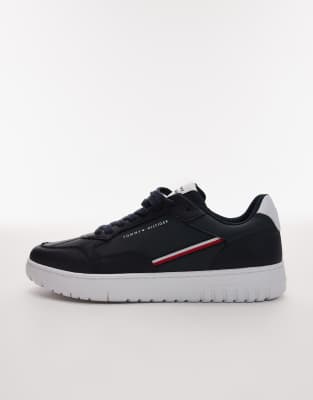 Tommy Hilfiger Basket Core Sneakers With Stripe Logo In Black