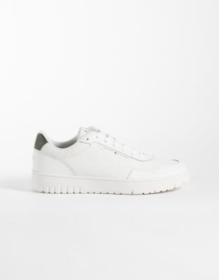 Tommy Hilfiger Basket Real Premium Leather Sneakers In Multi