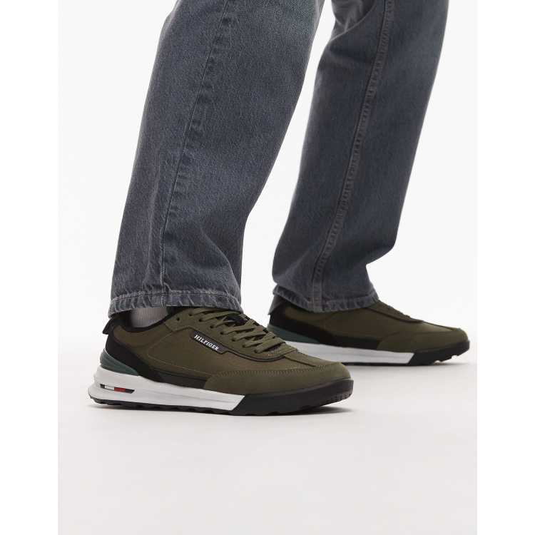 Tommy Hilfiger Basket retro runner sneakers in green | ASOS display picture 2