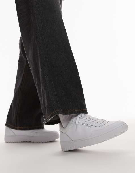 Tommy Hilfiger basket trainers with perforated details in white - view 1