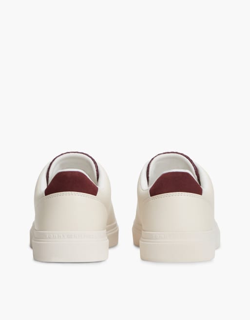 Tommy Hilfiger baskets à semelle cupsole en cuir TH monogram, crème douce/lie-de-vin, 4 de 7
