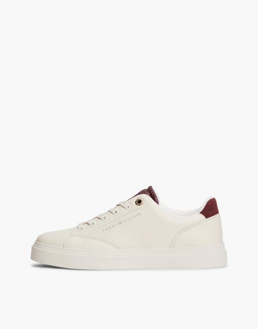 Tommy Hilfiger baskets à semelle cupsole en cuir TH monogram, crème douce/lie-de-vin, 7 de 7
