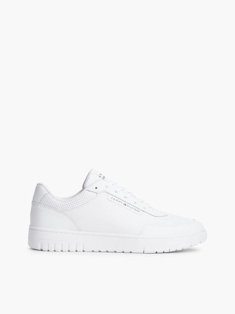 Tommy Hilfiger - Baskets de basketball multi texturées en cuir - Blanc - view 1