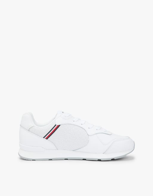 Tommy Hilfiger - Baskets en cuir à bande signature - Blanc