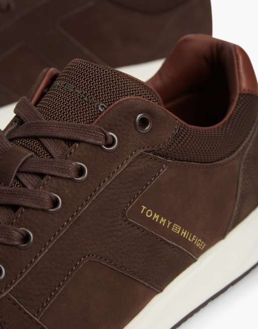 Tommy Hilfiger baskets en cuir à logo métallisé couleur cacao, 6 de 7