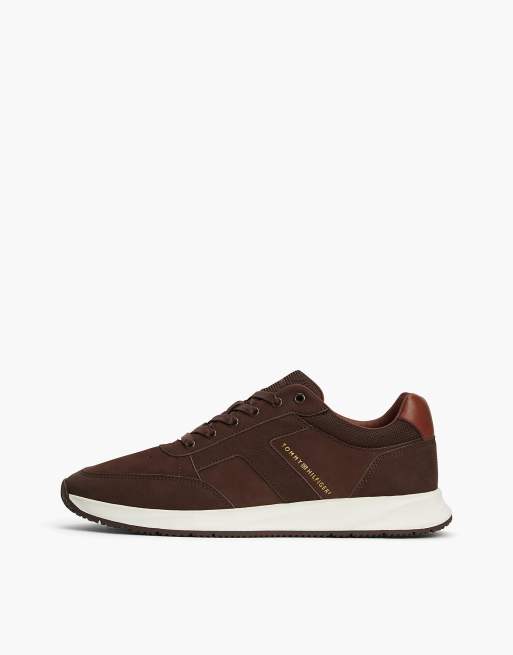 Tommy Hilfiger baskets en cuir à logo métallisé couleur cacao, 7 de 7