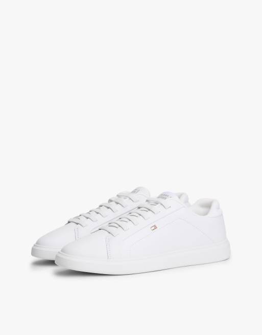 Tommy Hilfiger - Baskets en cuir léger à semelle cuvette - Blanc