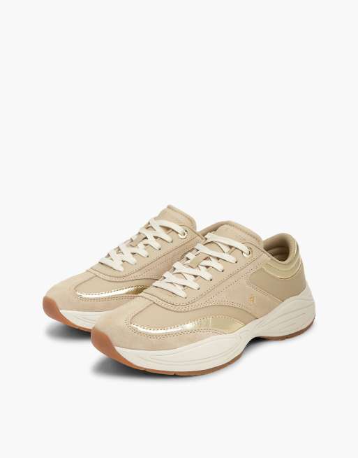 Tommy Hilfiger baskets en daim à monogramme métallique beige, 2 de 7