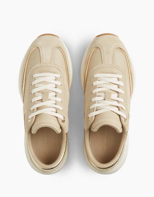 Tommy Hilfiger baskets en daim à monogramme métallique beige, 3 de 7