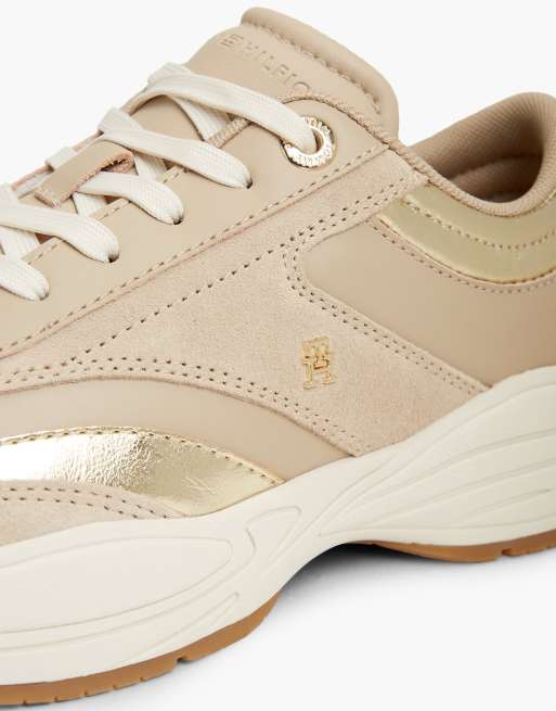 Tommy Hilfiger baskets en daim à monogramme métallique beige, 6 de 7