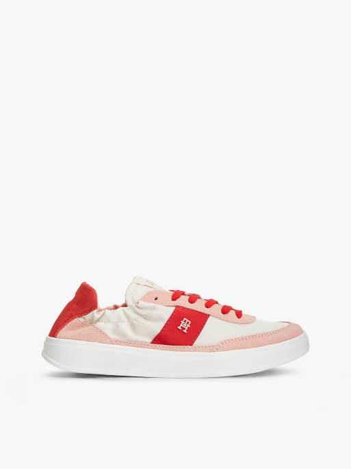 Tommy Hilfiger - Baskets en daim avec détail froncé à l'arrière - Rose multicolore