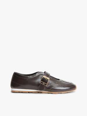 Baskets style babies en cuir - Lie-de-vin-Marron 42