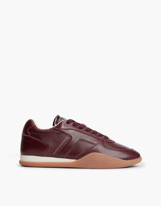 Tommy Hilfiger baskets vintage basses en cuir couleur bordeaux, 1 de 7