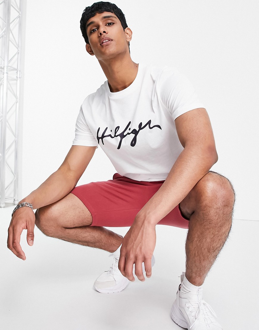 Tommy Hilfiger beach t-shirt with chest script logo in white