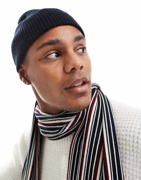 Tommy Hilfiger beanie and stripey scarf gift set in navy - view 1
