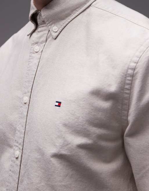 Tommy Hilfiger - Beige klassisk Oxford-skjorte med lange ærmer , 3 af 5