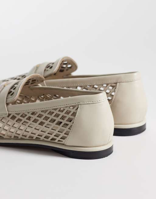 Tommy Hilfiger - Beige loafers med laserskåret møntdetalje, 4 af 4