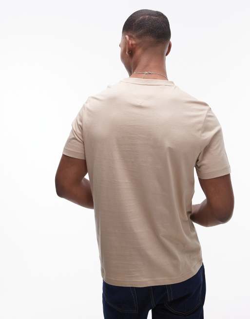 Tommy Hilfiger - Beige T-shirt med centralt lineært tekstlogo, 4 af 4