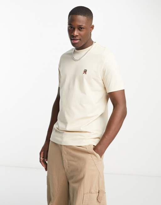 Tommy Hilfiger – Beige t-shirt med grafisk logga