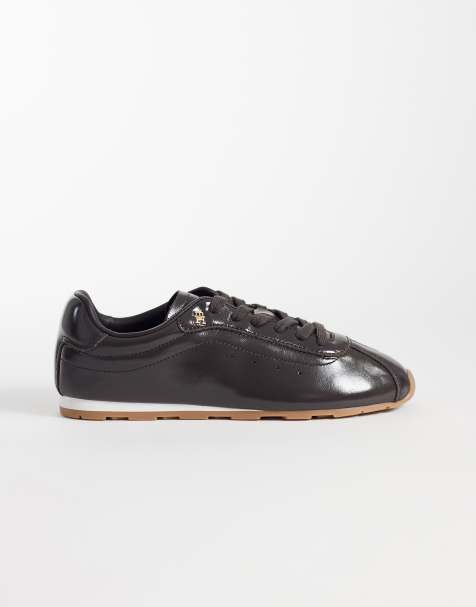 Tommy Hilfiger bella leather ballet trainer in brown - view 1