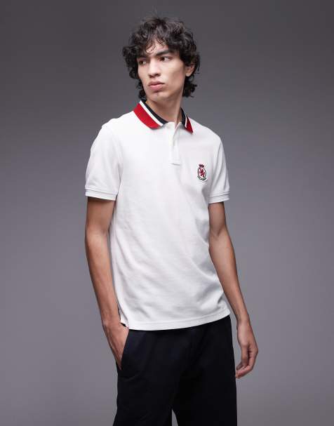 Tommy Hilfiger herringbone collar regular polo shirt in white