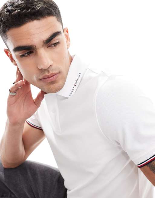 Tommy Hilfiger – Biała koszulka polo z lamówką, 3 z 4