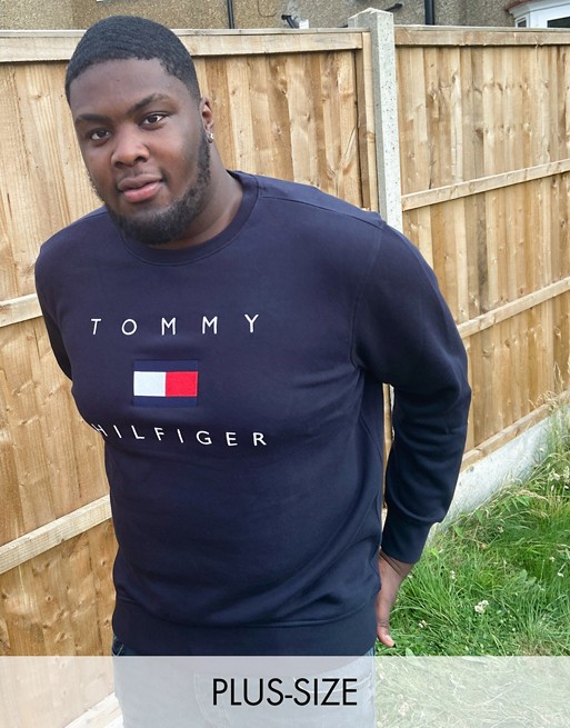 Tommy Hilfiger Big and Tall chest flag logo sweatshirt in navy