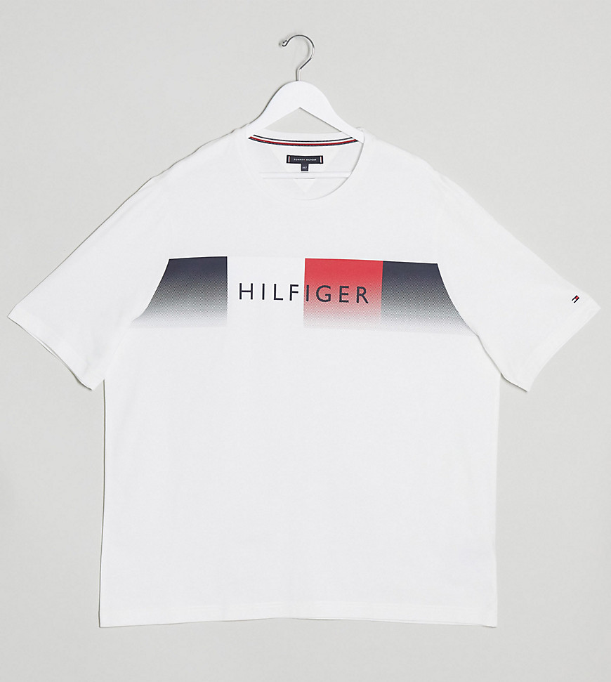 Tommy Hilfiger Big and Tall faded chest logo t-shirt in white