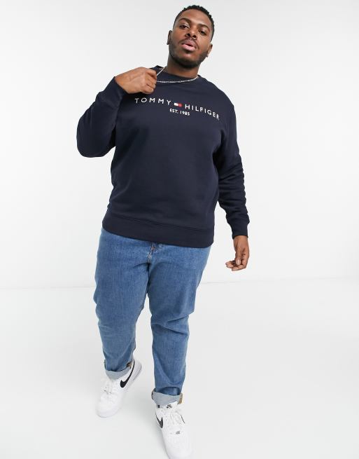 Tommy Hilfiger Big and Tall logo sweatshirt in navy ASOS