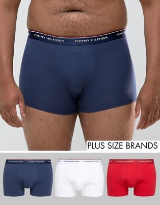 Tommy Hilfiger – Big & tall – 3-pack röda/vita/marinblå, stretchiga trunks-Flerfärgad