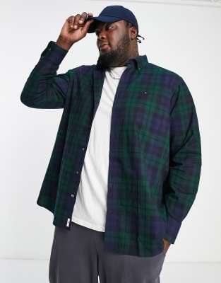 Tommy Hilfiger Big & Tall - Camicia a maniche lunghe verde a quadri