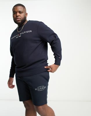 Tommy Hilfiger Tommy Hilfiger Big & Tall centre logo sweatshirt in navy