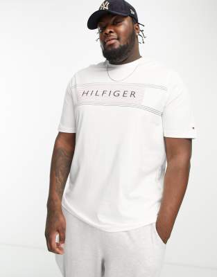 Tommy Hilfiger Tommy Hilfiger Big & Tall chest corp stripe logo t-shirt in white