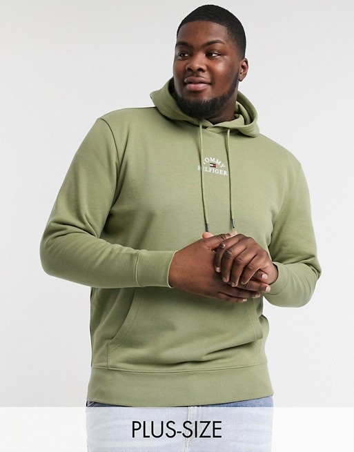 Tommy Hilfiger Big & Tall chest embroidered logo hoodie in faded olive