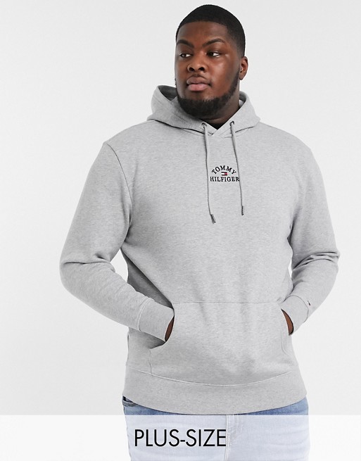 Tommy Hilfiger Big & Tall chest embroidered logo hoodie in medium grey heather