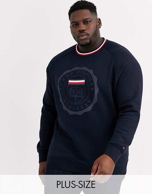 Tommy Hilfiger Big & Tall chest flag logo sweatshirt in navy