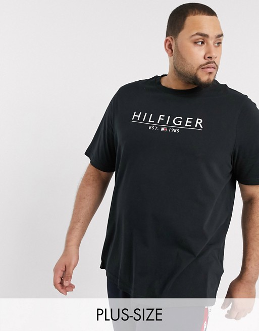 Tommy Hilfiger Big & Tall chest logo t-shirt in black